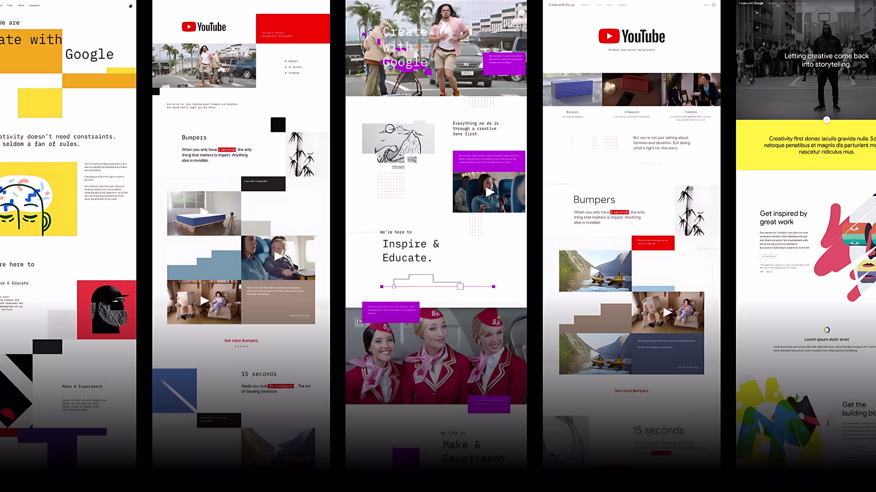 Layout explorations for Create with Google and YouTube