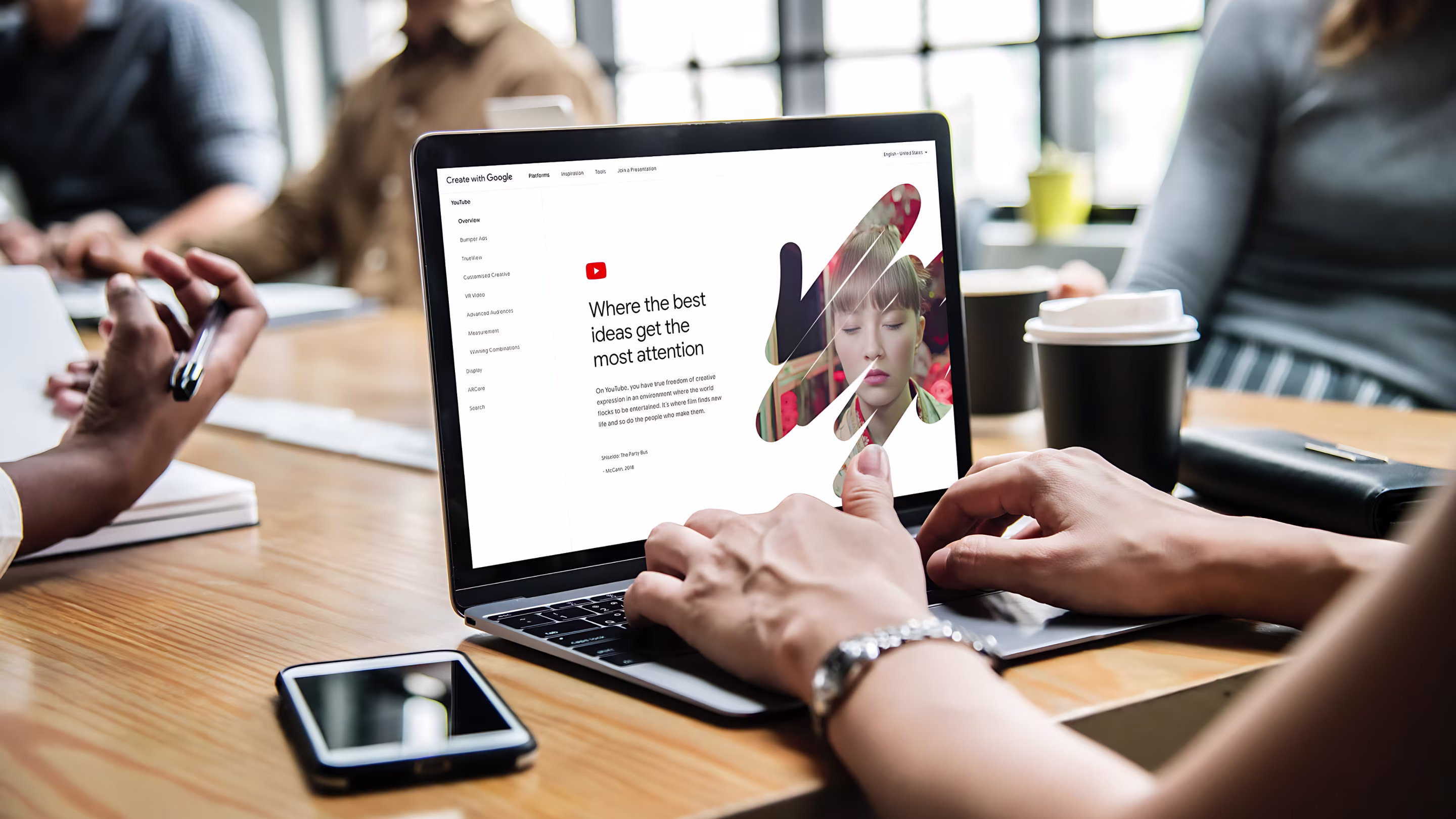 Create with Google YouTube section on laptop