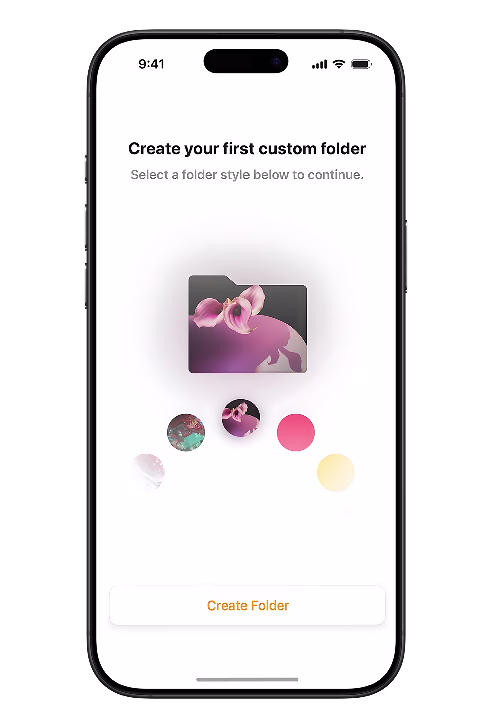 Onboarding to create your first custom folder