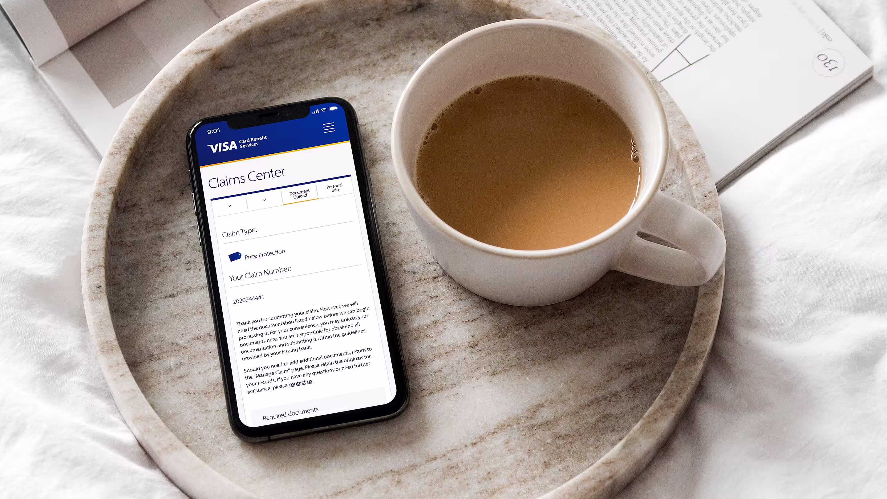 Mobile document upload step in claims flow